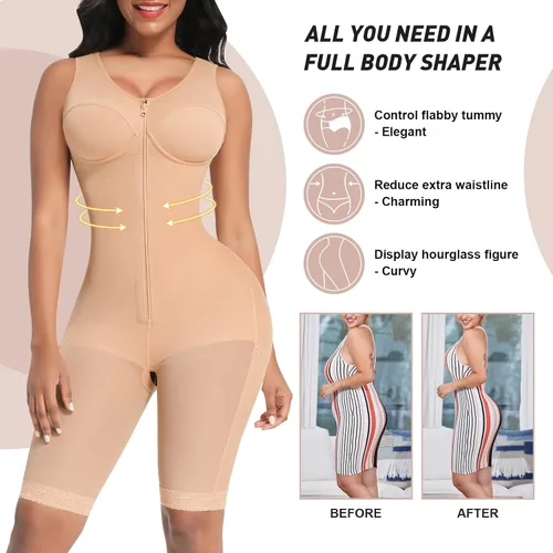 Vista 2 de Fajas Colombianas Control de abdomen Post Cirugía Body Shaper Compresión Levantador de glúteos Fajas