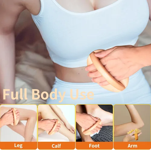 Vista 2 de Herramientas de masaje de terapia de madera, masajeador de drenaje linfático para moldear el cuerpo, kit de maderoterapia, masajeador de celulitis