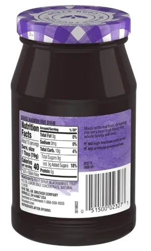 Vista 2 de Smucker's Simply Fruit - Fruta untable en tarro de 10 onzas (paquete de 3) (mora sin semillas)