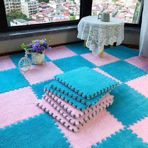Vista 6 de 12 alfombrillas de juego de rompecabezas de azulejos entrelazadas suaves de espuma EVA para el suelo de los niños, habitación de los niños, sala