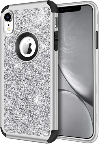 Vista 9 de Hython Compatible con Funda para iPhone XR, Protector Defensor de Cuerpo Completo de Servicio Pesado con Purpurina Brillante Reluciente, Carcasa