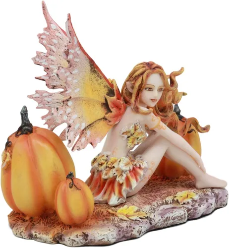 Vista 4 de Ebros Amy Brown - Estatua tribal de hada madrina con calabazas, 5 pulgadas de alto, fantasía, mítica, acuarela mágica, decoración coleccionable
