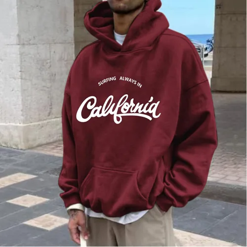 Vista 4 de EELHOE Sudadera con capucha de algodón para hombre, de manga larga, elástica, elegante, transpirable