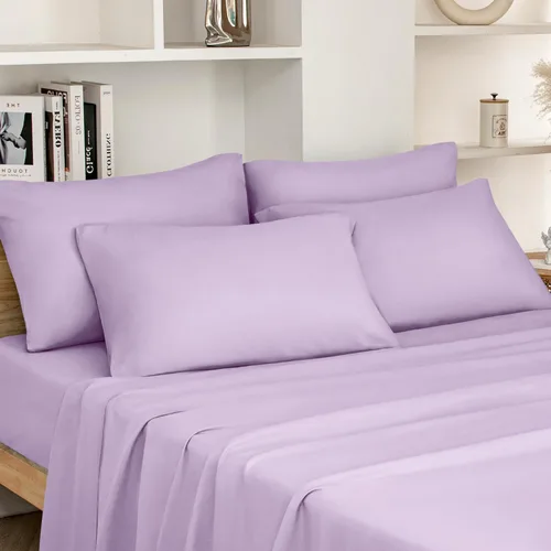 Vista 13 de HOMEIDEAS Sábanas de cama tamaño completo – Juego de 6 piezas (azul aguamarina) – Sábanas de ropa de cama de microfibra cepillada extra suave