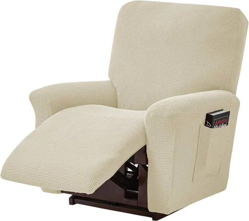 Vista 21 de MIFXIN Funda reclinable de terciopelo de 4 piezas, elástica de 1 asiento, fundas de sofá reclinable, fundas elásticas suaves para sillas Verde Oscuro