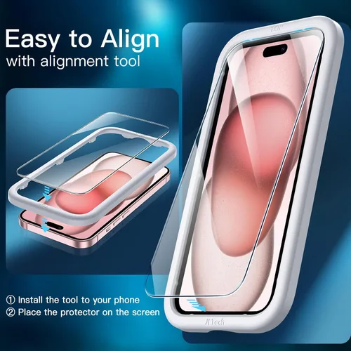 Vista 7 de JETech Funda magnética 3 en 1 para iPhone 15 de 6.1 pulgadas con 2 protectores de pantalla de vidrio templado, compatible con MagSafe, funda