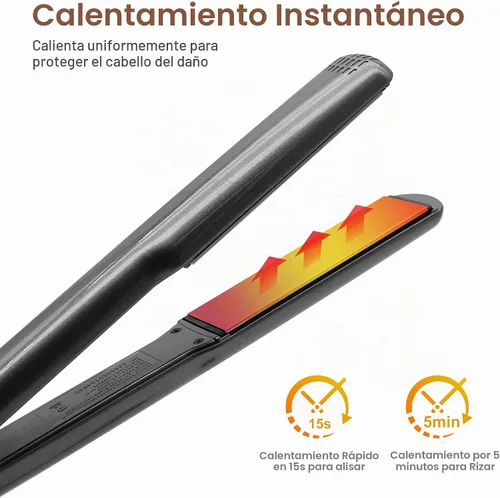 Vista 4 de Plancha de pelo de hierro para mujeres, plancha plana pequeña plancha plancha (enchufe de la UE)