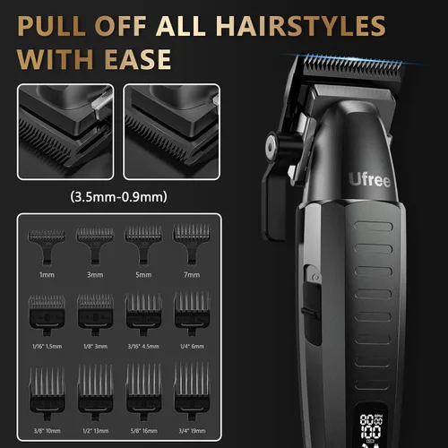 Vista 3 de Ufree - Cortapelo profesional para hombres con bolsa, juego de cortapelos y recortadores para hombres, juego de cortapelos de barbero, cortapelos