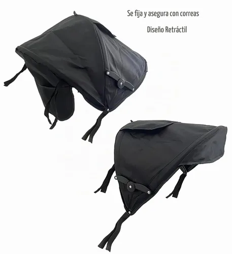 Vista 2 de Parasol universal para cochecito, sombrilla retráctil, piezas de repuesto para cochecito con bolsillo de almacenamiento de ventana de malla ajustable