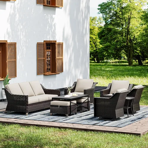 Vista 66 de Joyside Juego de 2 sillas de mimbre para patio, muebles de ratán para exteriores con reposabrazos anchos y cojines gruesos, tamaño grande mejorado