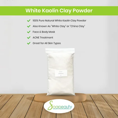 Vista 2 de Soapeauty Polvo de arcilla de caolín blanco, grado cosmético, 100% natural, tratamientos faciales, máscara facial, fabricación de jabón, bomba