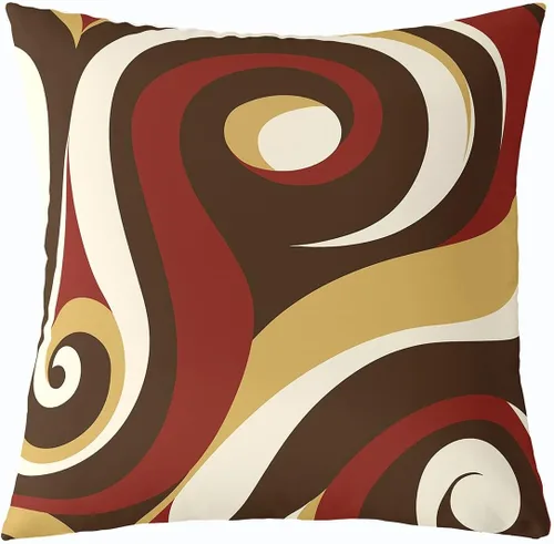 Vista 8 de Funda de almohada moderna con estampado de líneas geométricas de doble cara de 16 x 16 pulgadas, funda de almohada cuadrada suave con remolinos