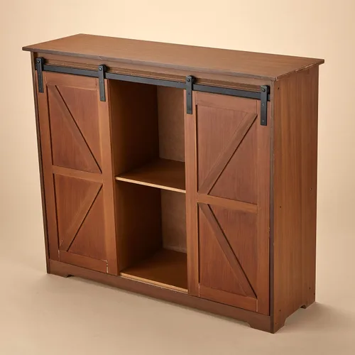 Vista 3 de The Lakeside Collection Gabinetes estilo puerta de granero estilo buffet - Madera rústica