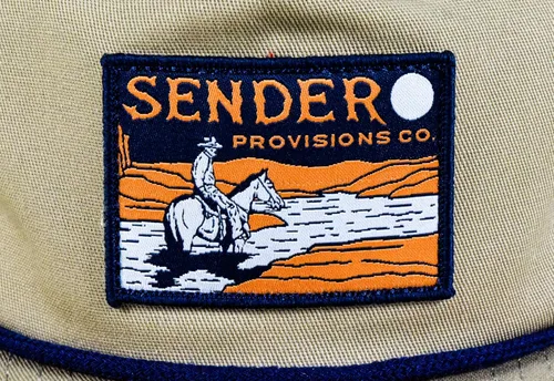 Vista 5 de Sendero Provisions Co. Sombrero de cuerda ajustable al aire libre con parche tejido Lone Rider (marrón claro), Beige Bronceado