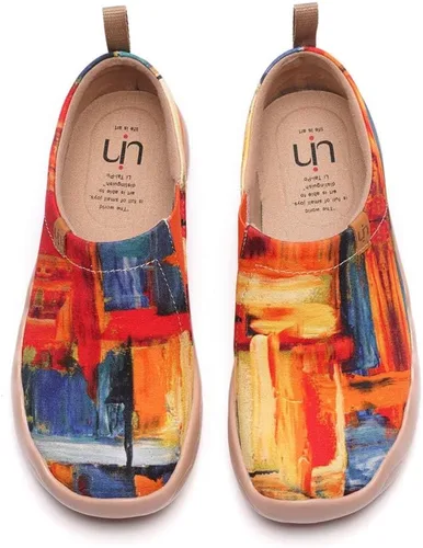 Vista 2 de UIN Mocasines casuales para mujer, de viaje, pintados, para caminar, ligeros, cómodos, de lona, tenis de moda