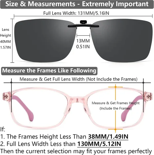 Vista 4 de CAXMAN Gafas de sol polarizadas con clip para niños, lentes graduadas, no abatibles