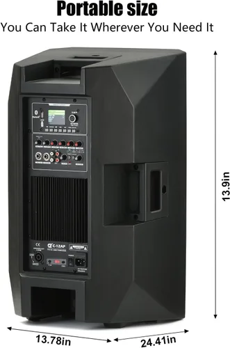 Vista 6 de EXOTON C-12AP - Altavoces PA profesionales de doble alimentación de 12 pulgadas, sistema PA activo y pasivo de 1500 W con pantalla LCD a