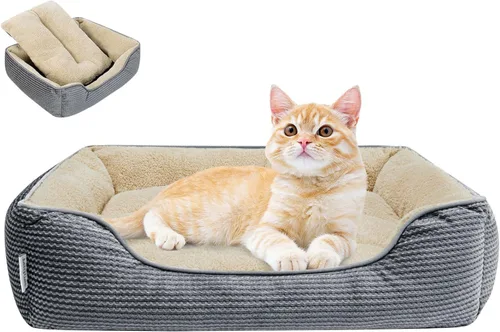 Vista 14 de Miguel Cama lavable para perros y gatos con cojín extraíble para perros medianos y pequeños, sofá cama para mascotas fácil de lavar con cojín Negro