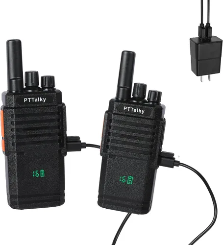 Vista 10 de Walkie Talkies para adultos, FR2 Walkie Talkies de mano de largo alcance, radio bidireccional FRS portátil, carga USB-C recargable, VOX, sin