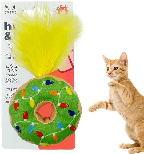 Vista 11 de Huxley & Kent Juguete de peluche para gatos, juguete interactivo de hierba gatera para gatos y gatitos, suave con arrugas y hierba gatera, divertido