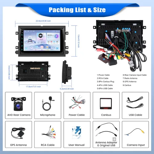Vista 8 de [2+64G] Android 15 Radio de coche estéreo para Ford F150/F250/F350 2004-2014 con Carplay inalámbrico, pantalla táctil de 7 pulgadas estéreo