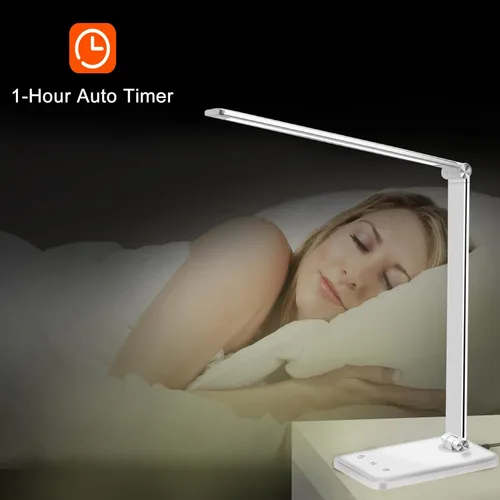 Vista 7 de AFROG Lámpara de escritorio LED multifuncional con puerto de carga USB, 5 modos de iluminación, 5 niveles de brillo, control sensible, temporizador