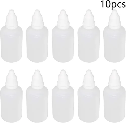 Vista 2 de Othmro 10 botellas de plástico de polietileno de 1.7 onzas con cuentagotas de ojo de laboratorio de 1.7 fl oz, botella con gotero líquido para ojos