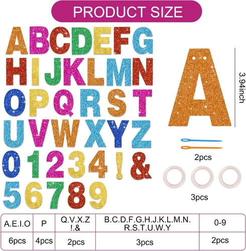 Vista 3 de 116 piezas de letras de la A a la Z DIY Banner personalizado Colorido