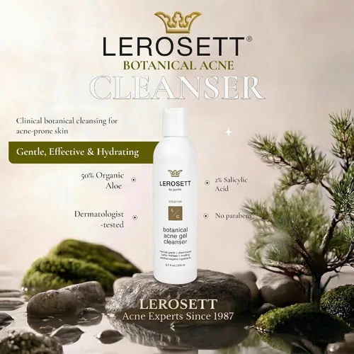 Vista 9 de LEROSETT Limpiador botánico para acné, gel espumoso para piel propensa al acné, vegano, puntos negros y grasos, 50% aloe calmante, 2% ácido