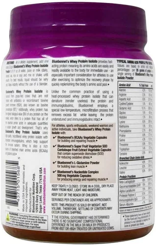 Vista 4 de Bluebonnet Nutrition Whey Protein Aislado en polvo, suero de vacas