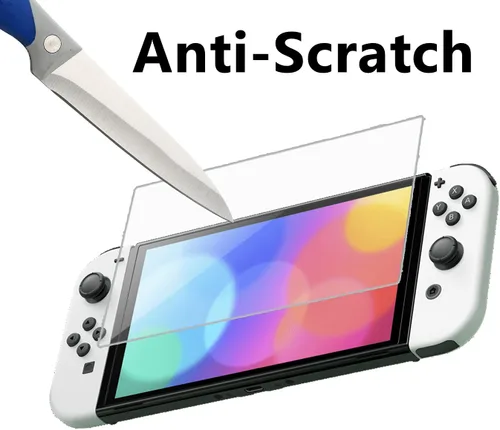 Vista 5 de VIESUP Screen Protector for Nintendo Switch OLED 2021,2PACK 9 Hardness Anti-Scratch Easy to Install Ultra Clear Screen Tempered Glass for Nintendo