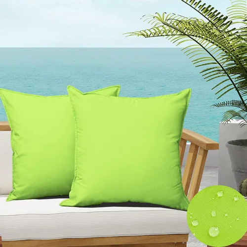 Vista 9 de 4 fundas de almohada impermeables de color azul claro para exteriores, fundas de almohada cuadradas modernas para patio, banco, muebles de patio 4