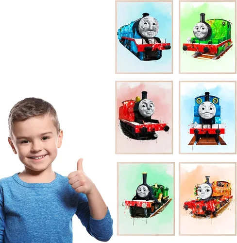 Vista 5 de BigWig Prints Thomas the Train - Juego de póster de Percy Train Thomas y sus amigos, decoración de pared de tren de Thomas, decoración de cumpleaños