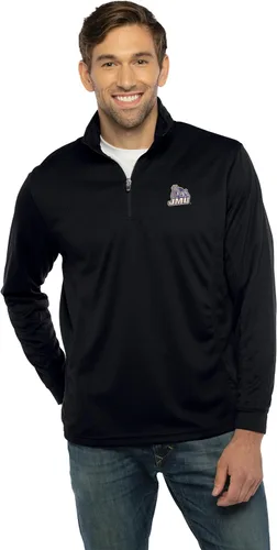 Vista 31 de Vantage Apparel Sudadera estándar universitaria micro malla de rendimiento negro con cremallera de 1/4 para hombre