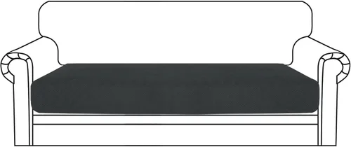 Vista 57 de YEMYHOM Funda de cojín para sofá, funda de cojín de asiento de alta elasticidad, tela jacquard geométrica de felpa, protector de sofá antideslizante