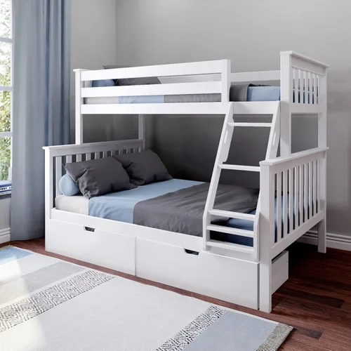 Vista 23 de Max & Lily - Litera, marco de cama individual sobre cama matrimonial para niños, color azul. Climb with Confidence, Sturdiness Redefined
