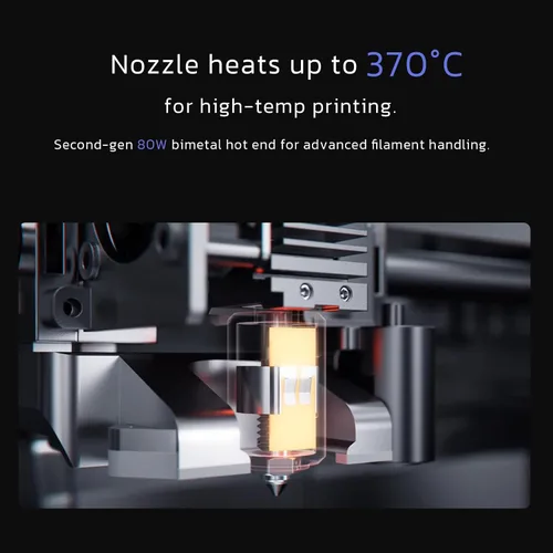 Vista 7 de Impresora 3D QIDI PLUS4, Impresión de Alta Velocidad Máxima 600mm/s, Calentamiento de Cámara 65℃, Nivelación Completa Automática, Extrusora Directa