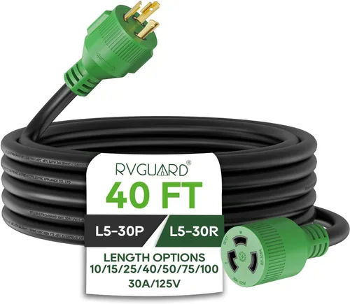 Vista 9 de RVGUARD Cable de extensión de generador de 3 clavijas, 30 amperios y 10