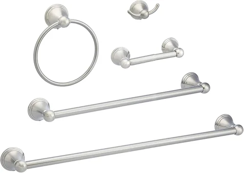 Vista 10 de Amazon Basics AB-BR817-OR - Paquete variado de accesorios de baño modernos, toallero, 5 piezas, bronce aceitado