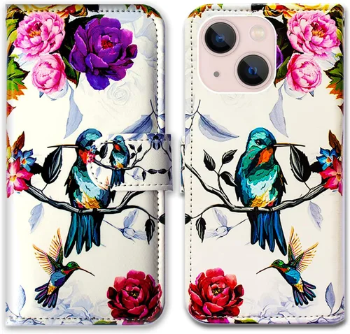 Vista 14 de Bcov Funda para iPhone 14 Plus, diseño de pájaro negro y verde con tapa para teléfono, con ranura para tarjetas, soporte para iPhone 14 Plus
