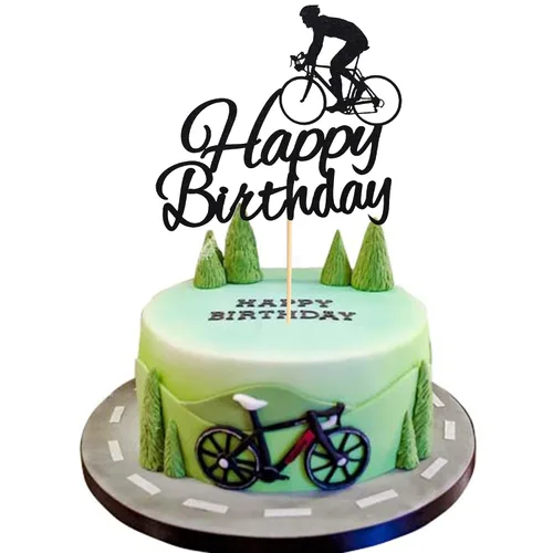 Vista 5 de 1 adorno para pastel de cumpleaños, decoración de pastel de fiesta de cumpleaños, decoración de pastel con temática deportiva Bicicleta