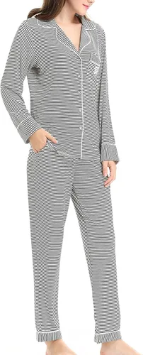 Vista 2 de N Nora Twips - Pijama suave de manga larga para mujer con botones, tallas XS-XXL