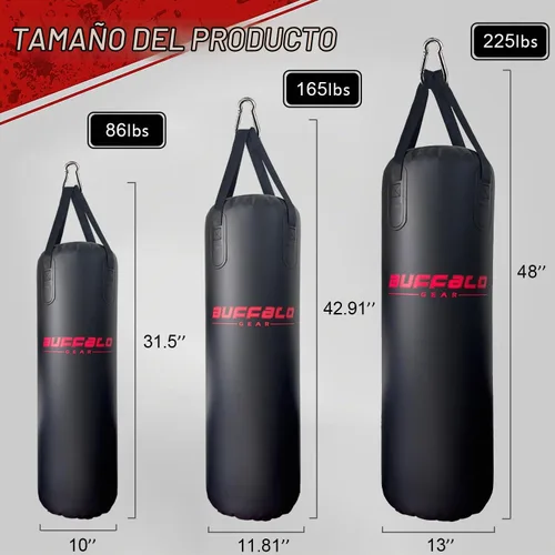 Vista 4 de Buffalo Gear Saco de boxeo de agua pesada, 225 libras, 165 libras, 86 libras, saco de boxeo ajustable para kickboxing, boxeo, gimnasio