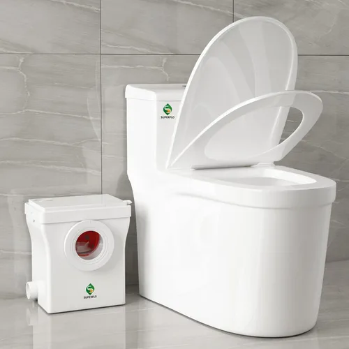 Vista 9 de SUPERFLO Sistema de inodoro macerante silencioso y potente de descarga ascendente para lavabo y bañera con bomba de inodoro de 600 W y ventilación