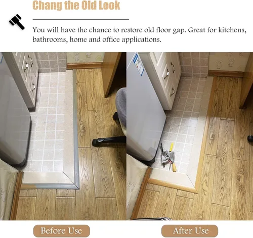 Vista 3 de Tira de transición de suelo de madera con moldura en T, flauta reductora de puerta para cocina, dormitorio, balcón, protector de borde de alfombra
