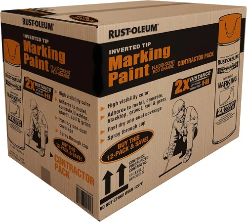 Vista 21 de Rust-Oleum 266575 Pintura en aerosol profesional de distancia 2X y marca invertida, 15 onzas, azul de precaución Utility Marking, Construction