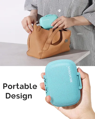 Vista 3 de Organizador de pastillas de viaje con 8 compartimentos, pastillero diario pequeño para bolsa de bolsillo, contenedor de píldoras portátil Azul