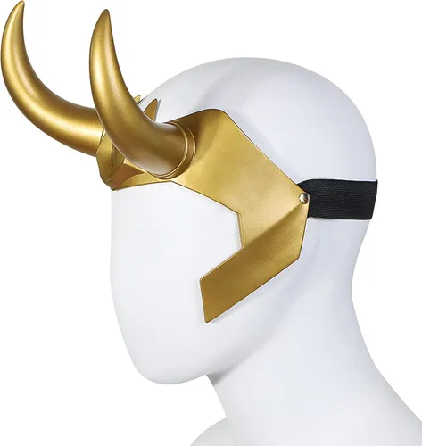 Vista 2 de Casco con cuernos de Loki para cosplay, serie de televisión de Loki 2021, película Thor Ragnarok, corona de Loki, accesorios para disfraces