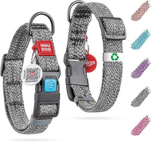 Vista 7 de WAUDOG Collar de perro reflectante de algodón ecológico, alternativa al collar de nylon para perros pequeños, medianos y grandes - Collar