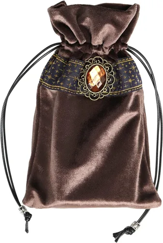 Vista 4 de Mantel de tarot de altar - 25.6 x 25.6 pulgadas - Terciopelo Wicca de adivinación con bolsa de cartas de tarot (café oscuro)
